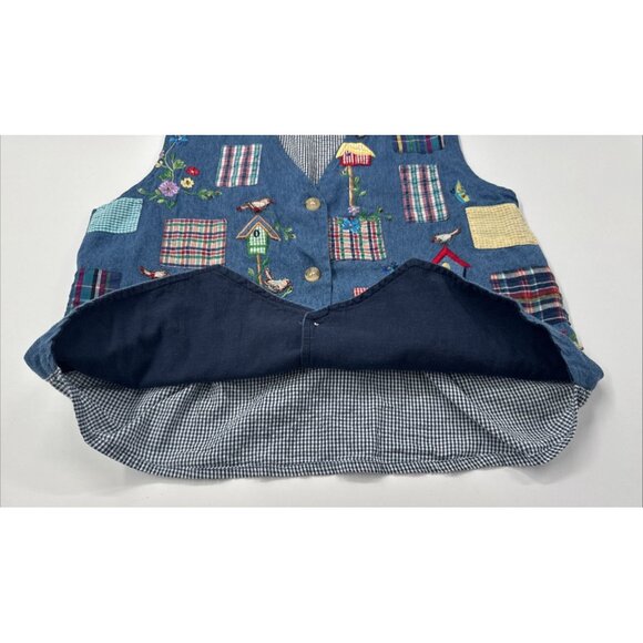 Vintage Casey Max Vest Womens Small Embroidered Floral Birds Garden Cottagecore - Picture 5 of 10